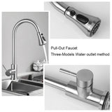 Single Handle Pull Down Stainless Steel Kitchen Faucet Deck Mounted Mixer Hot and Cold Water Taps Kitchen Accessories