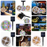 Flexible Free Cut Lawn Street SMD 2835 LED Strip Light Solar Powered Smart Patio Easy Install Outdoor Waterproof Garden Decor