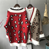 Knitted Leopard Sweater Women's Korean Version Thick