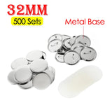 500 Sets of 32mm Round Badges Supplies - Blank Badge Pin Consumables for Button Maker Machine. DIY Making Art Crafts