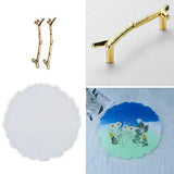 Epoxy Kit 10 Inch Fruit Plate Irregular Round Silicone Resin Tray Mold For Beginners With 2 Pcs Gold Handles