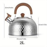 1pc Large Capacity Stovetop Coffee Kettle - Non-Magnetic Stainless Steel Whistle Kettle with 2L/3L/4L Capacity for Induction Cooking