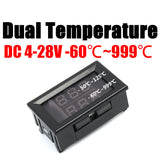 DC 12V 24V -60C~+999C Dual Thermometer Digital Display High Temperature LED TEMP Meter K-type Thermocouple Sensor Monitor