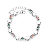 S925 Sterling Silver European And American-style Hip Hop Rainbow Candy-colored Small Square Stitching Bracelet