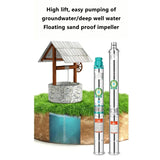 220V 1.2KW Large w Household Stainless Steel Deep High Lift Clean Water Pump All Copper Motor For Well Agricultural