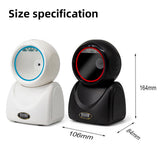 1D 2D QR Desktop Wired Barcode Scanner - Hands-Free Automatic Sense Reader USB, with Image CMOS Sensor for Retail Shop and Grocery Store