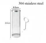 BBQ Rolg Basket Stainless Steel Grilled Cage Round Mesh Vegetable Fries Fish Barbecue Cooking Grill Net