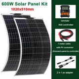 600W/300W Solar Panel Kit - 18V PET Flexible Solar Cell Power Battery Charger for Outdoor Camping, Motorhome, Car, RV, Boat, Yacht.