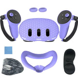 7pcs Accessories Set VR Front Shell Protector Controller Grips Anti-Scratch Protective Cover Washable for Meta Quest 3