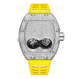 PINTIME Men Iced Out Watches Luxury Full Diamond Gold Stainless Steel Quartz Wristwatches Clock Gift Relogio Masculino
