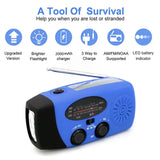Multifunctional Solar Hand Crank AM FM SW Emergency Weather Radio with Flashlight 2000mAh Phone Charger Power Bank