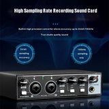 Interface Recording Portable Professional Sound Card with Loopback Monitor 48V Phantom for Audio Equipment Guitar
