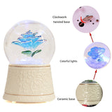 1pc, Blue Music Box Rose Flower Music Box Color Changing LED Light Musical Snow Globe Music Box Valentine's Day Gifts Birthday Gifts Wedding Decor