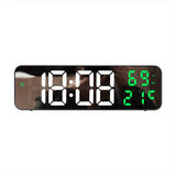 1pc 22.86cm Large Digital Wall Clock With Temperature And Humidity Display, 3 Alarms, Night Mode, And 12/24H LED Display - Battery Is Excluded