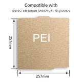 3D Printer Platform 257*257mm Smooth PEO Chameleon +Textured PEI Build Plate for Bambu X1C/X1/X1E/P1P/P1S/A1 (No Magnetic Base)