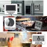 Kitchen Digital Thermometer BBQ Oven Meat Grill Timer Function Heat Meter Home Baking Household Cooking Temp Gauge Probe