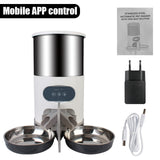 Voice Recorder Control 4.5L Cat Dog Food Automatic Dispenser Stainless Steel Bowl Recording Timing Feeding Smart Pet Feeder