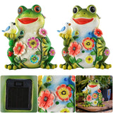 Solar Animal Statues Resin Figurine Waterproof Outdoor Frog Sculpture for Garden Patio Lawn Yard Housewarming Gifts
