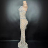 Fashionable and elegant long runway show, host dress, luxurious evening dress