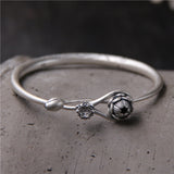 Sterling Silver Carved Small Fish Bracelet Retro Ethnic Style