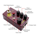 MOSKYAudio Effect Pedal 4 Mode Switch & Volume/Tone/Drive Controls Compact Digital Overdrive Guitar Effector