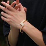 HT Cubic Zirconia Men's Bracelet Gold Plated Fashion Personality