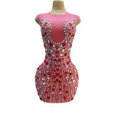 Hot selling temperament, socialite, internet celebrity evening gown, tight fitting buttocks, sexy crystal pattern, luxurious short skirt