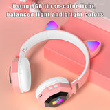 Flash Light Cute Cat Ears Bluetooth 5.0 Wireless Headphone with Mic LED Kids Girsl Stereo Music Phone Headset Sports Earphone