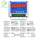 DC 12-24V 5-channel 6 Digit LED Counters Tachometer NPN Hall Proximity Switch Sensor Speed Measure Meter