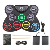 Roll Up Practice Pedal Controller Pad - Digital Kit USB with Drum Sticks, Touch Sensitivity for Beginners Practicing