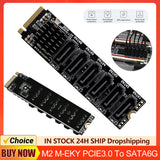M2 M-EKY PCIE3.0 To SATA6G PCIE Riser 16000 MB/s Transmission Speed PCI Expansion Adapter Card for Hard Disk Support SATA