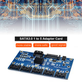 1 to 5 Expansion SATA3.0 Motherboard 6Gbps Multiplier JMB575 SATA Port Riser Card Adapter PC Accessories