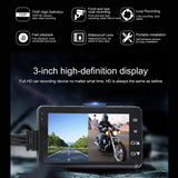 Motorcycle Dvr Driving Recorder Ip65 Waterproof Lens Intelligent Loop Recording 2.8 Inch Display Gravity-Sensor Collision Lock