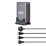 320W Gallium nitride Desktop 8-port PD Charge 3.0 Type C Fast Charger Mobile USB