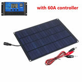 30W Solar Panel + 20A/30A/60A Charge Controller & Battery Clip Set 12V Energy Charging Plate Outdoor High Efficiency Power Bank
