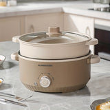 1pc UK Plug Steamers, Multifunctional Household Black Ceramic Crystal Nonstick Pot, Mechanical Three-speed Double-layer