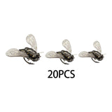 20x Fishing Flies Simulation Fast Sinking Dry Baits Wet Nymph Fly Metal with Hook for Crappie Trout Snapper Bluegill Salmon