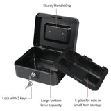 Cash with Detachable Tray 2 Keys Included Money Saving Box Coin Storage Receipts and Valuables Safe Lock Grocery Store