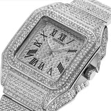 Ice Out Square Watch for Men Fashion Quartz Wristwatches Luxury Diamonds Watches Waterproof Silver Leisure Reloj Hombre Business