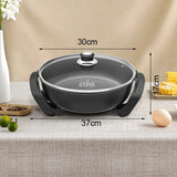 WINNING STAR 1500W Nonstick Electric Skillets ST-9675 Die Casting Aluminum Frying Pan with 5-Step Temperature Knob Glass Lid