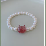 Women's Pearl White Cat Eye Bracelet