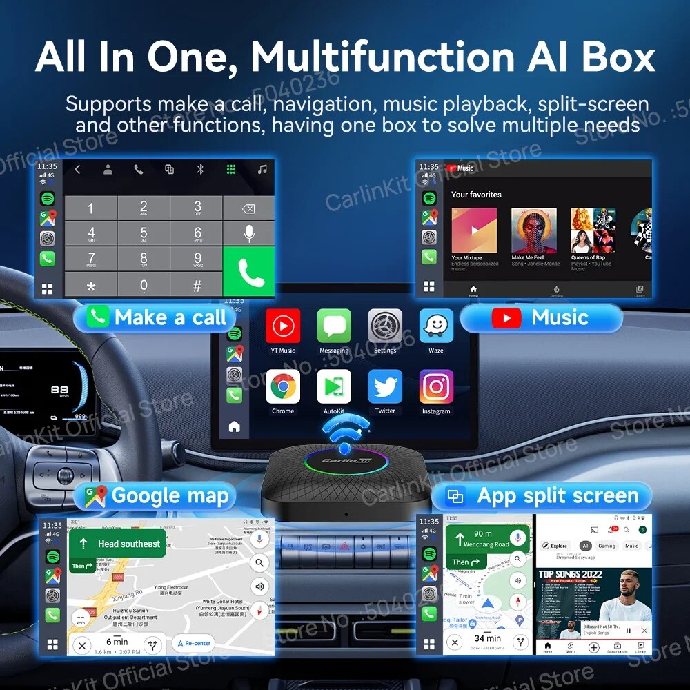 2024 CarPlay TV Auto Wireless Carplay Adapter New Android 13 SM6225 8 128G Smart Box For Netflix Spotify Kia IOS17