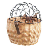 Bicycle Handlebar Wicker Pet Seat with Cover - Handwoven, Bike Basket Front Pannier Bag, Cycling Accessories
