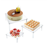 Acrylic Cupcake Stand, 3 Pcs Square Clear Stand Table Set for Food Cake Pizza Dessert Display