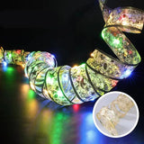 Tree Ornaments for Home 2024 DIY Bows Light String Navidad New Year 2025 Christmas Decoration LED Ribbon Fairy Lights