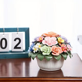 1pc Artificial Flower, Ceramic Flower Ball, Ceramic Handmade Rose Basket, Handmade Exquisite Gift Ceramic Flower Decorative Ornaments, Ceramic Collectibles, Winter Christmas Gifts