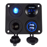 4 In 1 Car Dual USB Charger 4.2A Voltmeter 12V Cigarette Lighter ON-OFF Switch for Boat Marine RV Truck Camper Vehicles