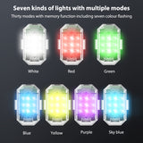 4pcs Anti-Collision Bike Tail Lights 7 Colors M3 Aircraft Strobe Lamp High Brighess 3.7V 350mAh Memory Function for Motorcycle