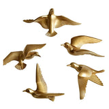 5PCS Seagull Resin Flying Bird Sculpture 3D Art Ornament Decoration Wall Stickers For Home Decor