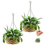 2Pcs 1:12 Plants Miniature Bonsai Tree Mini Potted Dollhouse Hanging Plant Pot